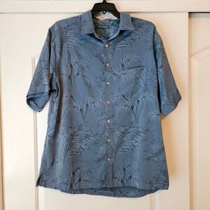 Cubavera XLT Extra Large Tall Tropical Blue Print Short-Sleeve Button Up Miami‎
